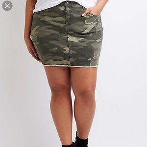 Plus Camo Denim Mini Skirt